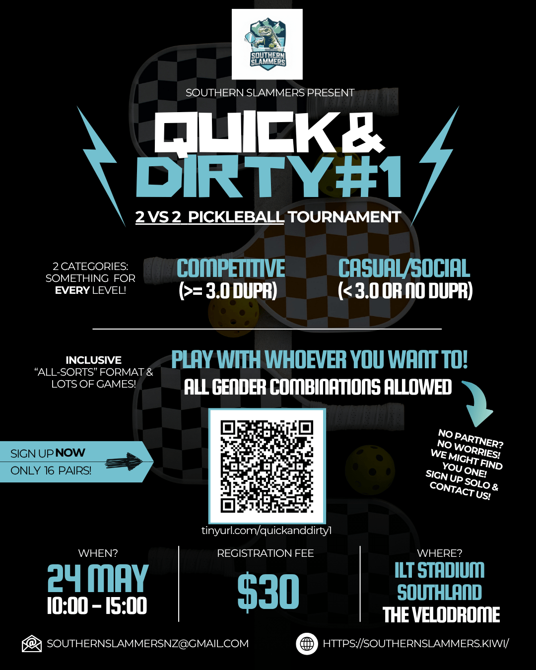 Pickleball tournament at ILT Stadium Southland Invercargill – Quick & Dirty #1 by Southern Slammers